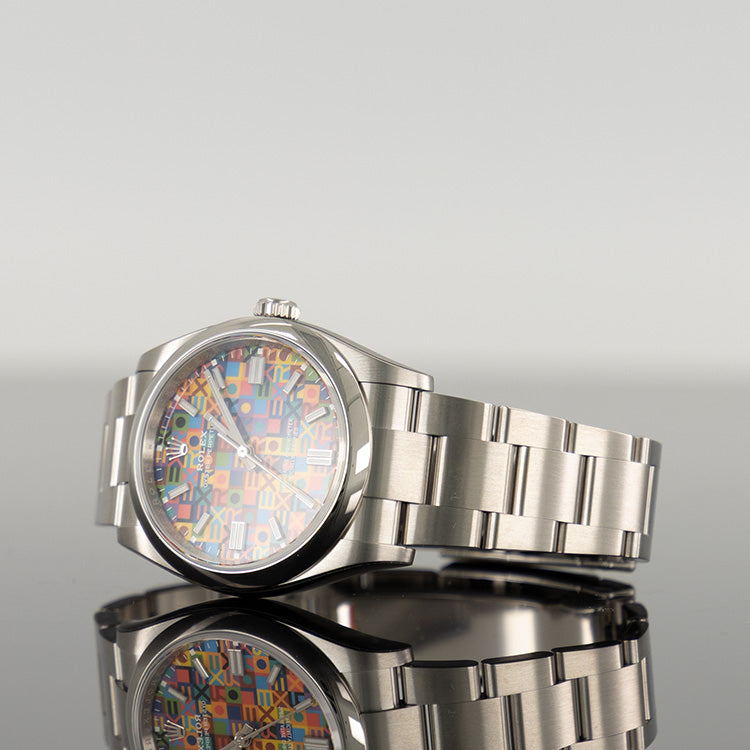 Rolex Oyster Perpetual 36mm Steel Multicolored Motif Dial 126000