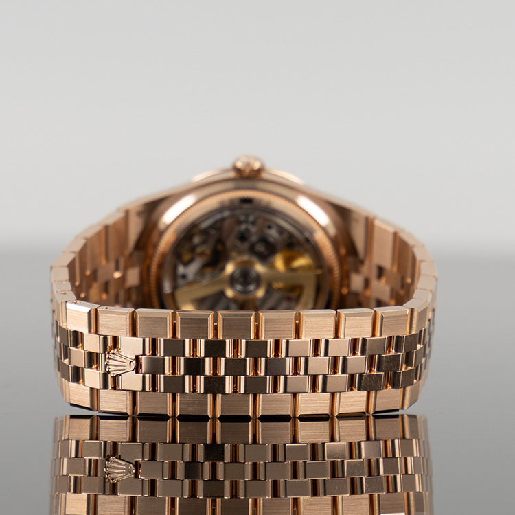 Rolex Land-Dweller 40mm Rose Gold Honeycomb Motif Baguette Dial Diamond Bezel 127385TBR