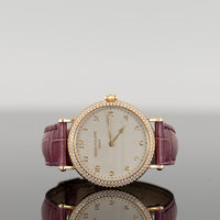 Patek Philippe Calatrava 34.6mm 7200/200R-001  Rose Gold White Dial Diamond Bezel Leather Strap 1