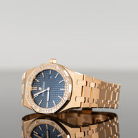Audemars Piguet Royal Oak 33mm Rose Gold Blue Dial Diamond Bezel 67651OR.ZZ.1261OR.02 2