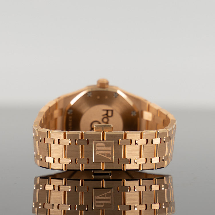 Audemars Piguet Royal Oak 33mm Rose Gold Blue Dial Diamond Bezel 67651OR.ZZ.1261OR.02