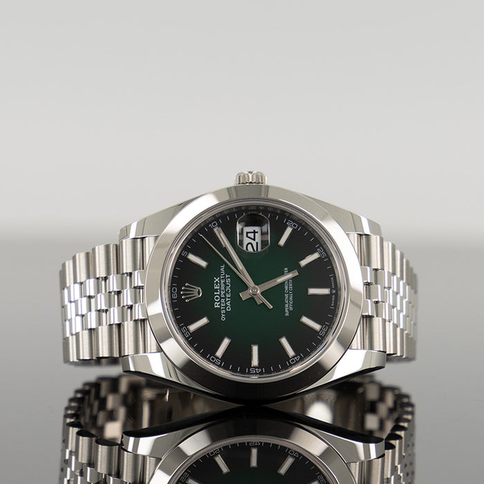 Rolex Datejust 41mm Steel Jubilee Smooth Green Ombre Dial 126300