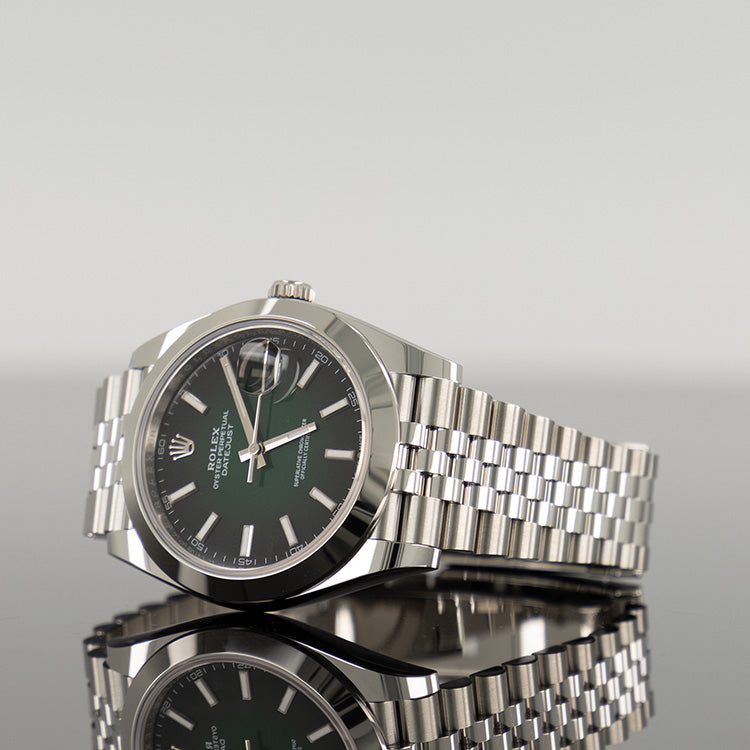 Rolex Datejust 41mm Steel Jubilee Smooth Green Ombre Dial 126300