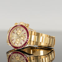 Rolex Daytona 40mm Yellow Gold Ruby Bezel Diamond Pave Dial 126598TRU 2