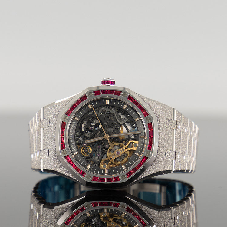Audemars Piguet Royal Oak Openworked 41mm Frosted White Gold Ruby Diamond Bezel Special Edition 15412BC.RR.1224BC