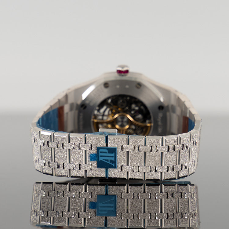Audemars Piguet Royal Oak Openworked 41mm Frosted White Gold Ruby Diamond Bezel Special Edition 15412BC.RR.1224BC