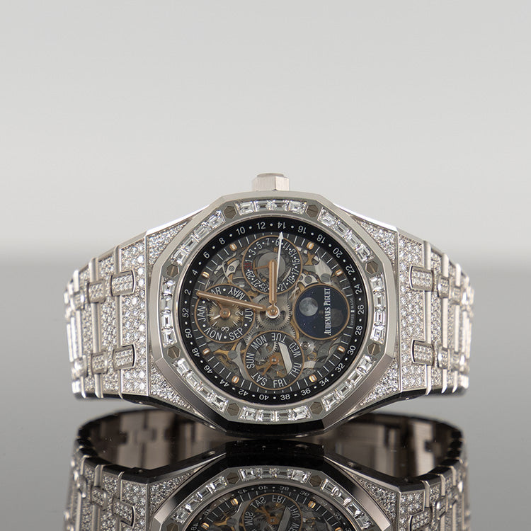 Audemars Piguet Royal Oak 41mm Perpetual Calendar White Gold Diamond Bezel Diamond Bracelet 26625BC.ZZ.1223BC.02
