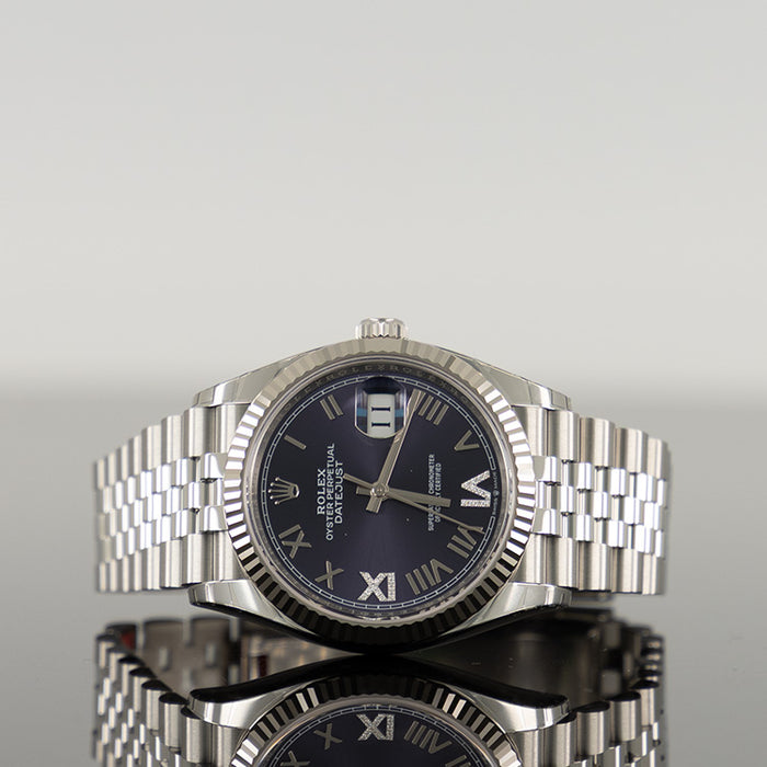 Rolex Datejust 36mm Steel Jubilee Aubergine Diamond Set Dial 126234