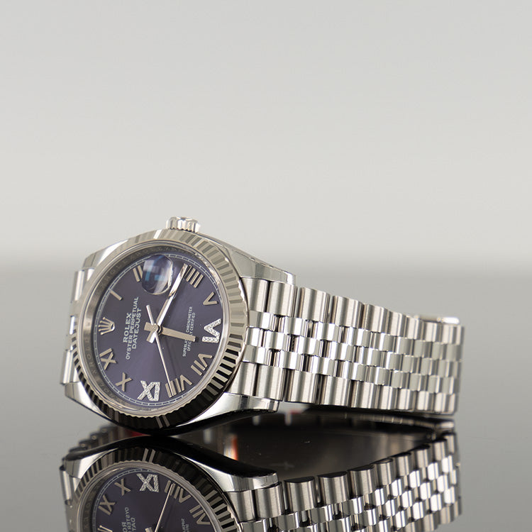 Rolex Datejust 36mm Steel Jubilee Aubergine Diamond Set Dial 126234