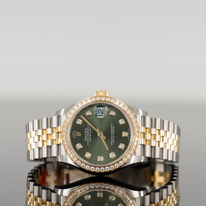 Rolex Datejust 31mm Steel and Yellow Gold Green Diamond Dial RBR 278383RBR