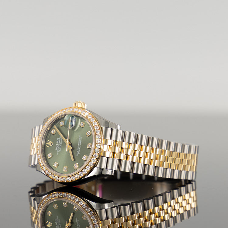 Rolex Datejust 31mm Steel and Yellow Gold Green Diamond Dial RBR 278383RBR