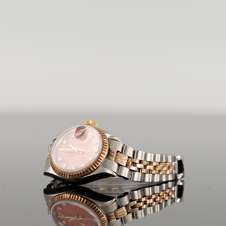 Rolex Datejust 28mm Stella Red Two Tone Rose Gold Diamond Dial