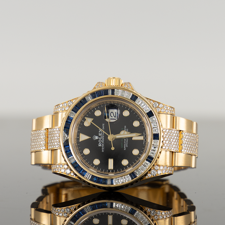 Rolex GMT-Master II 40mm Yellow Gold Diamond and Sapphire Bezel 116758SA