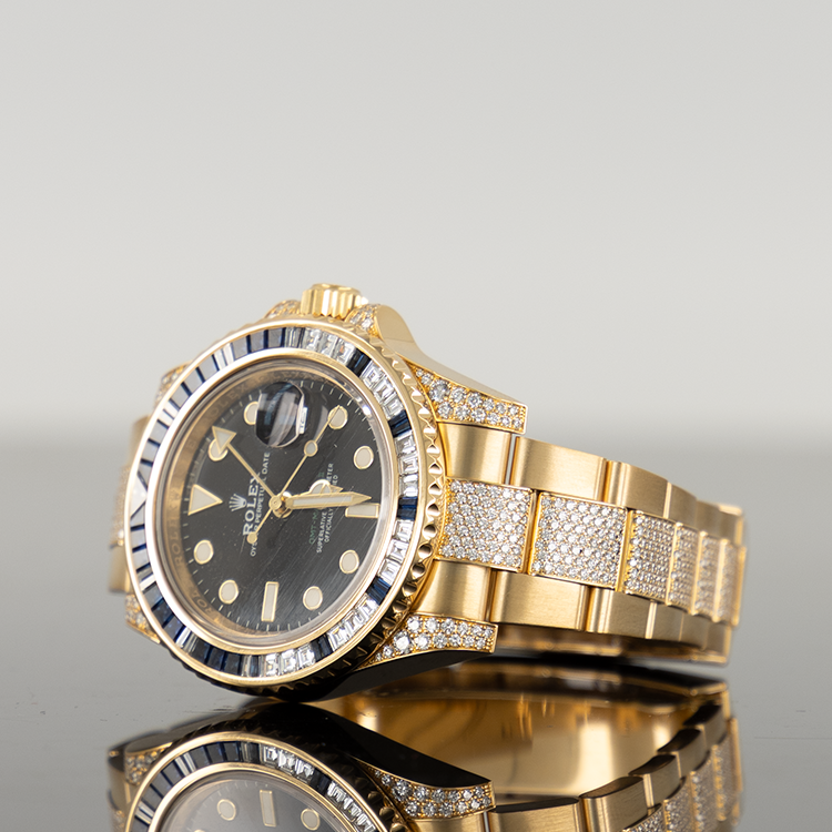 Rolex GMT-Master II 40mm Yellow Gold Diamond and Sapphire Bezel 116758SA