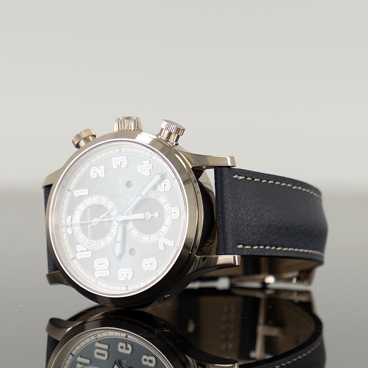 Patek Philippe 5924G-001 Calatrava 42mm White Gold Calatrava Pilot Travel Time Chronograph Blue Dial