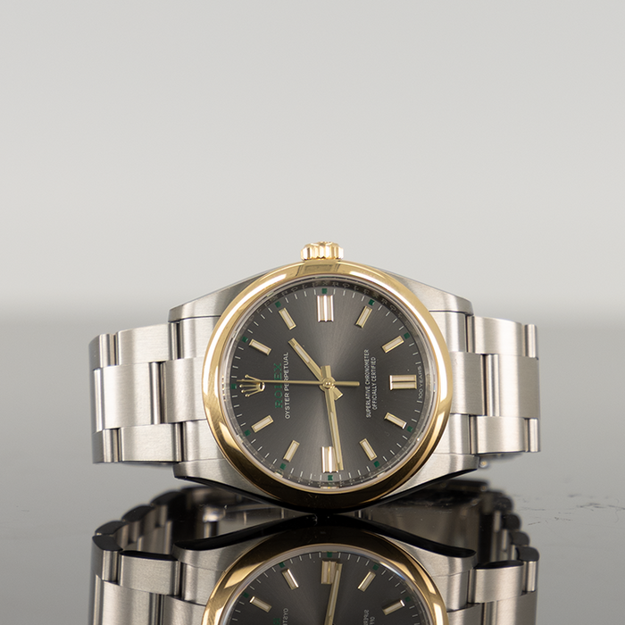 Rolex Oyster Perpetual 41mm 100 Years Grey Dial Gold Bezel 126003