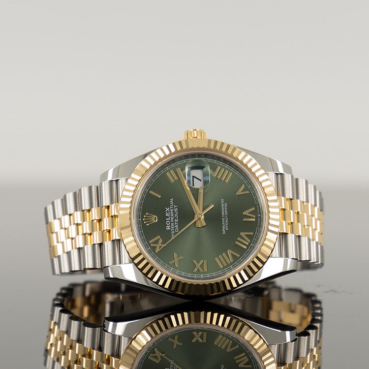 Rolex Datejust 41mm Steel and Gold Green Roman Dial 126333