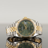 Rolex Datejust 41mm Steel and Gold Green Roman Dial 126333 1