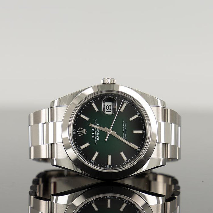 Rolex Datejust 41mm Steel Ombre Smooth Green Ombre Dial 126300