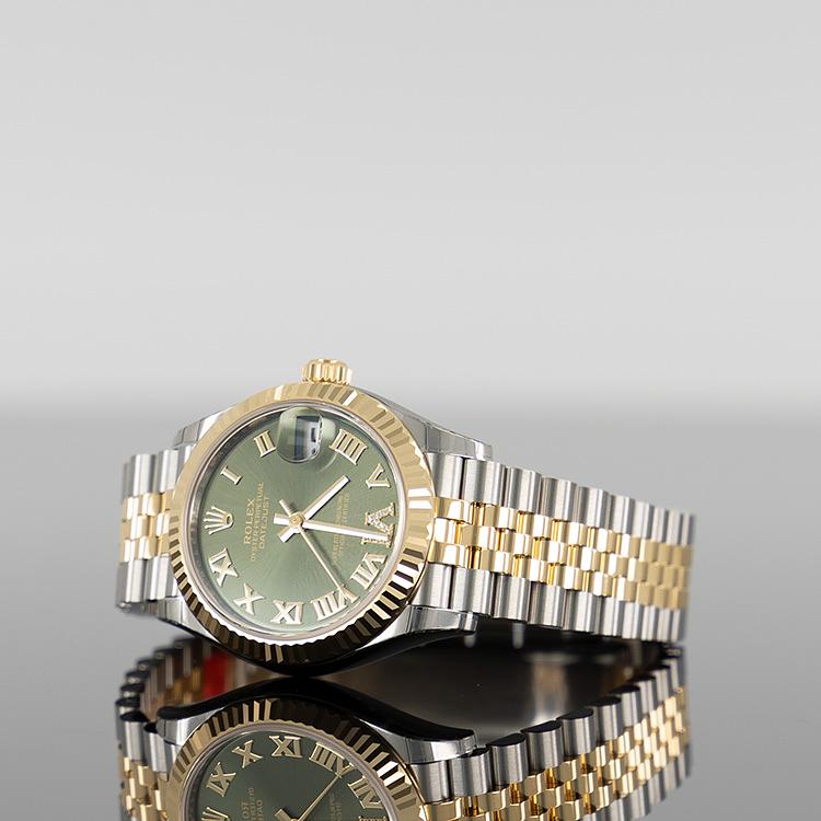Rolex Datejust 31mm Steel and Yellow Gold Roman Green IV Diamond 278273