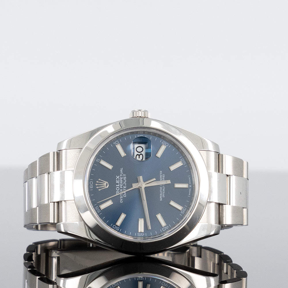 Rolex Datejust 41mm Oystersteel Smooth Blue Roman Dial 126300