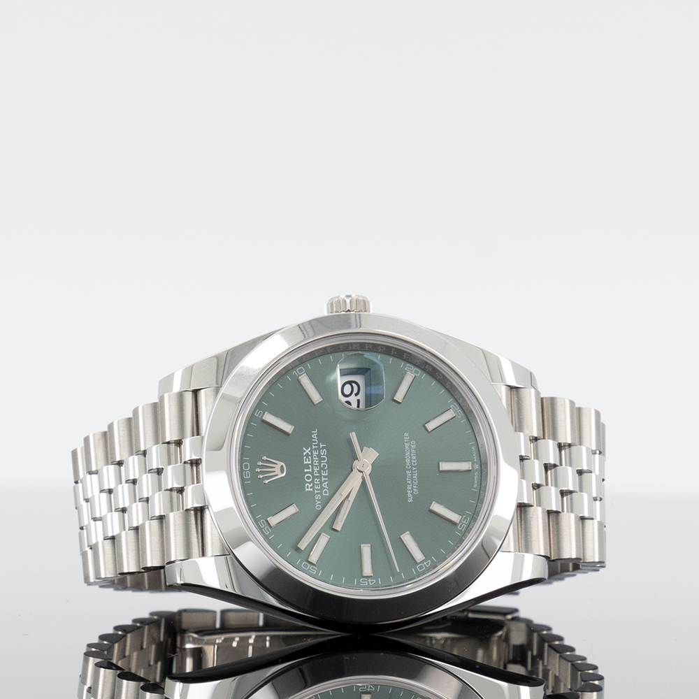 Rolex Datejust 41mm Steel Jubilee Smooth Green Index Dial 126300
