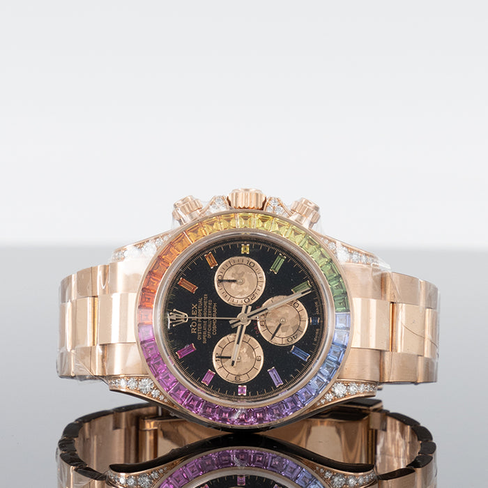 Rolex Daytona 40mm Rose Gold Rainbow Black Dial 116595RBOW