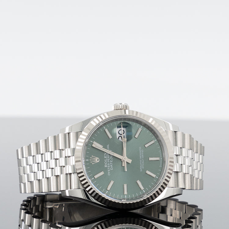 Rolex Datejust 36mm Steel Jubilee Fluted Green Index Dial 126234