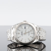 Rolex Datejust 41mm Steel Jubilee Fluted White Index Dial 126334 1