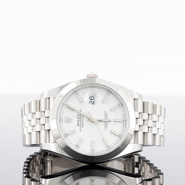 Rolex Datejust 41mm Steel Jubilee Smooth White Index Dial 126300